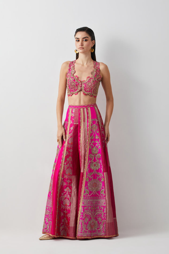 Diva Pink Hand Embroidered Cape Set
