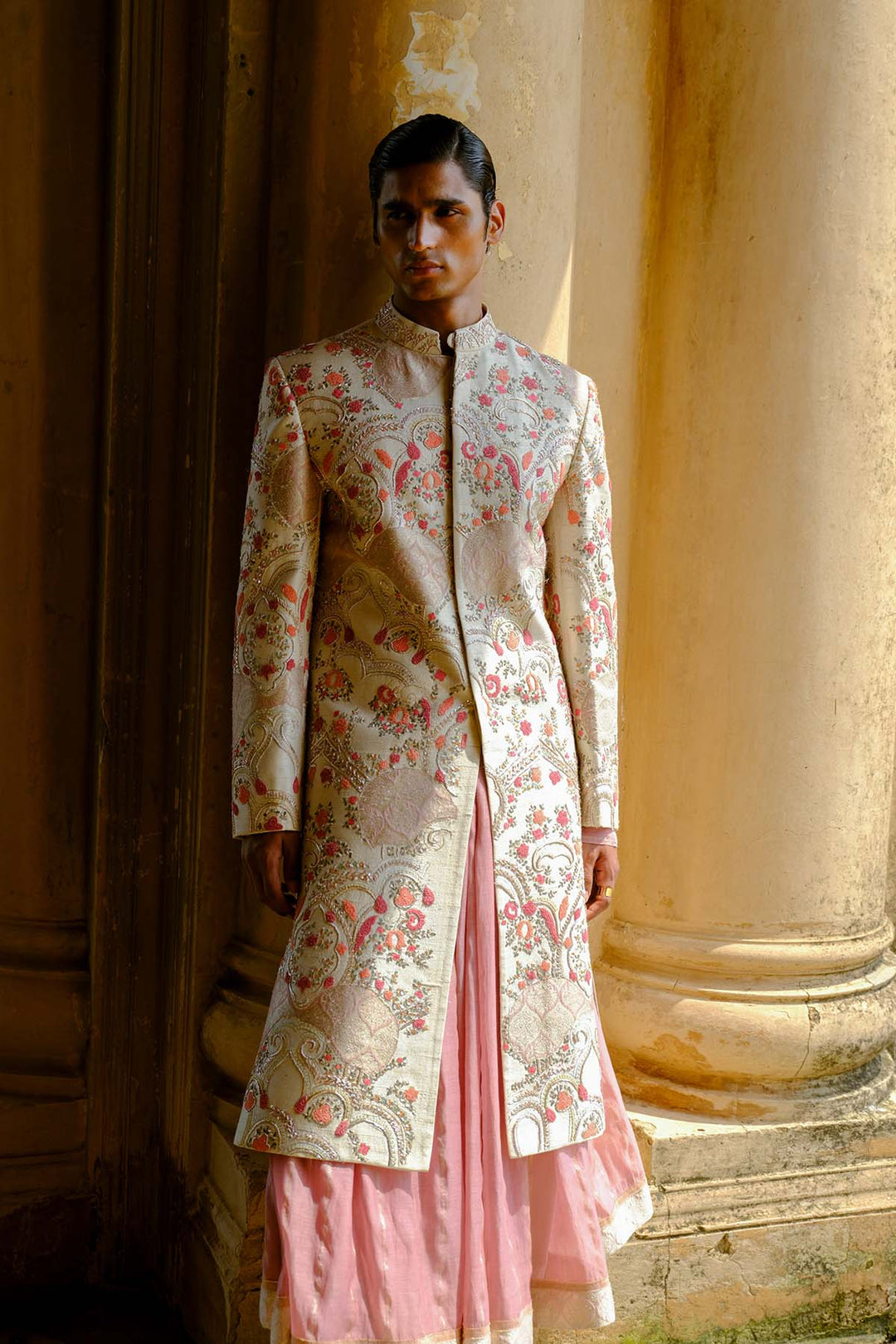 Ivory embroidered sherwani set