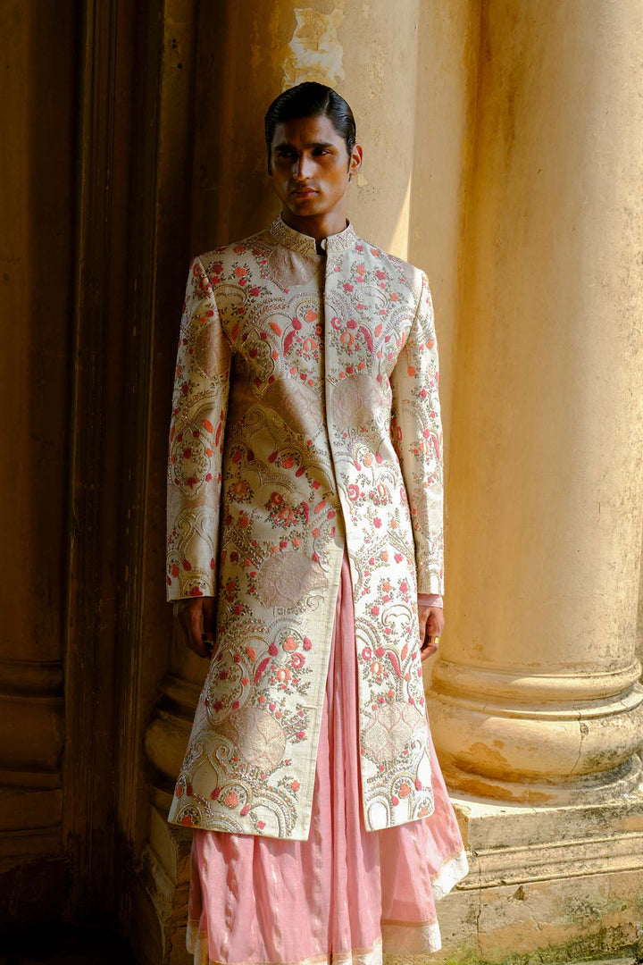 Ivory embroidered sherwani set