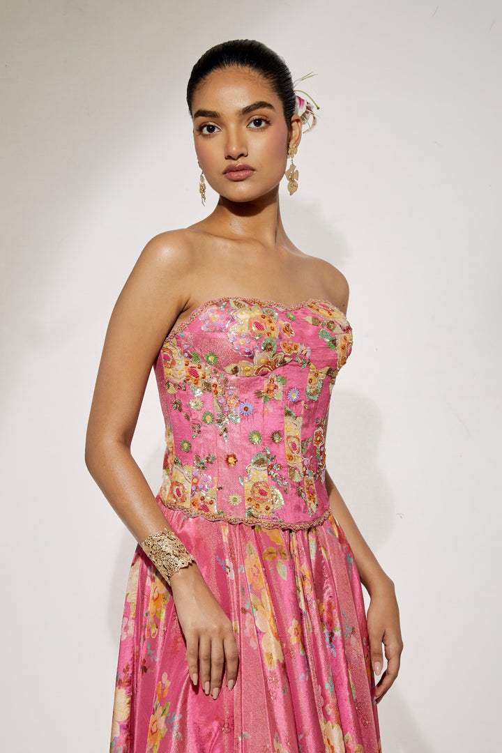 Rose Pink Corset &amp; Skirt Set