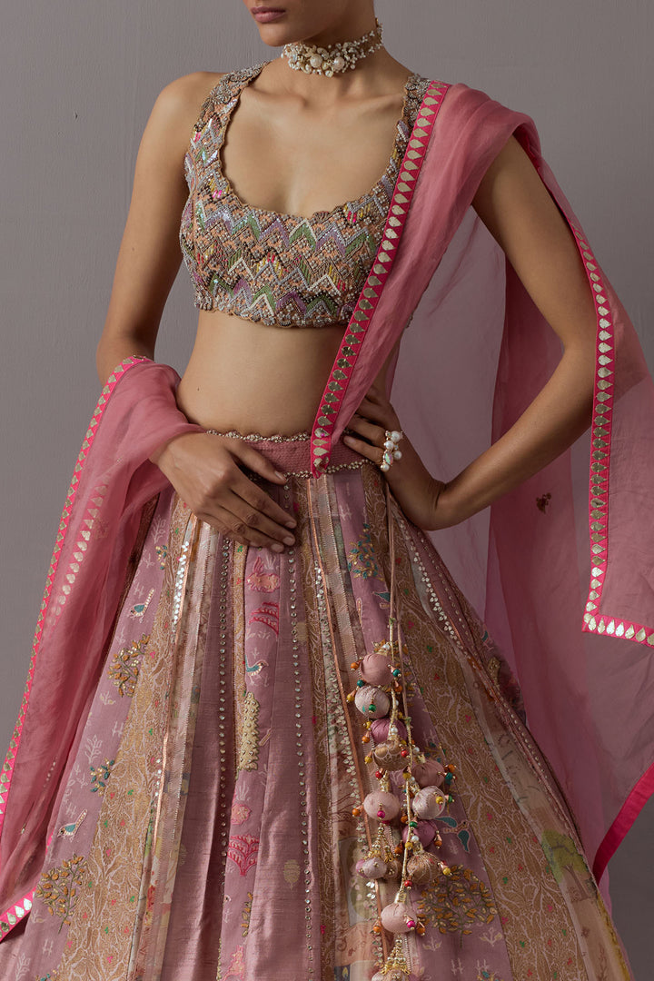 Blush pink embroidered lehenga choli with dupatta