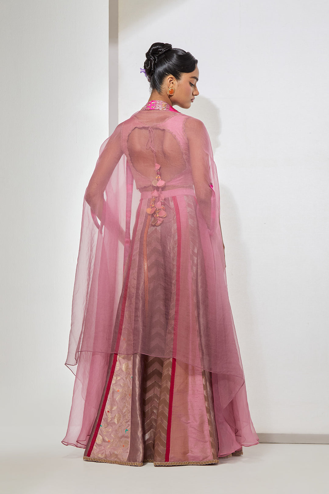 Mauve Embroidered Sharara Set with Organza Dupatta