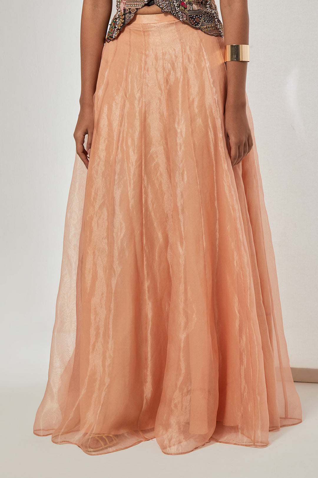 Noor Hand-Embroidered Silk Corset &amp; Organza Skirt Set