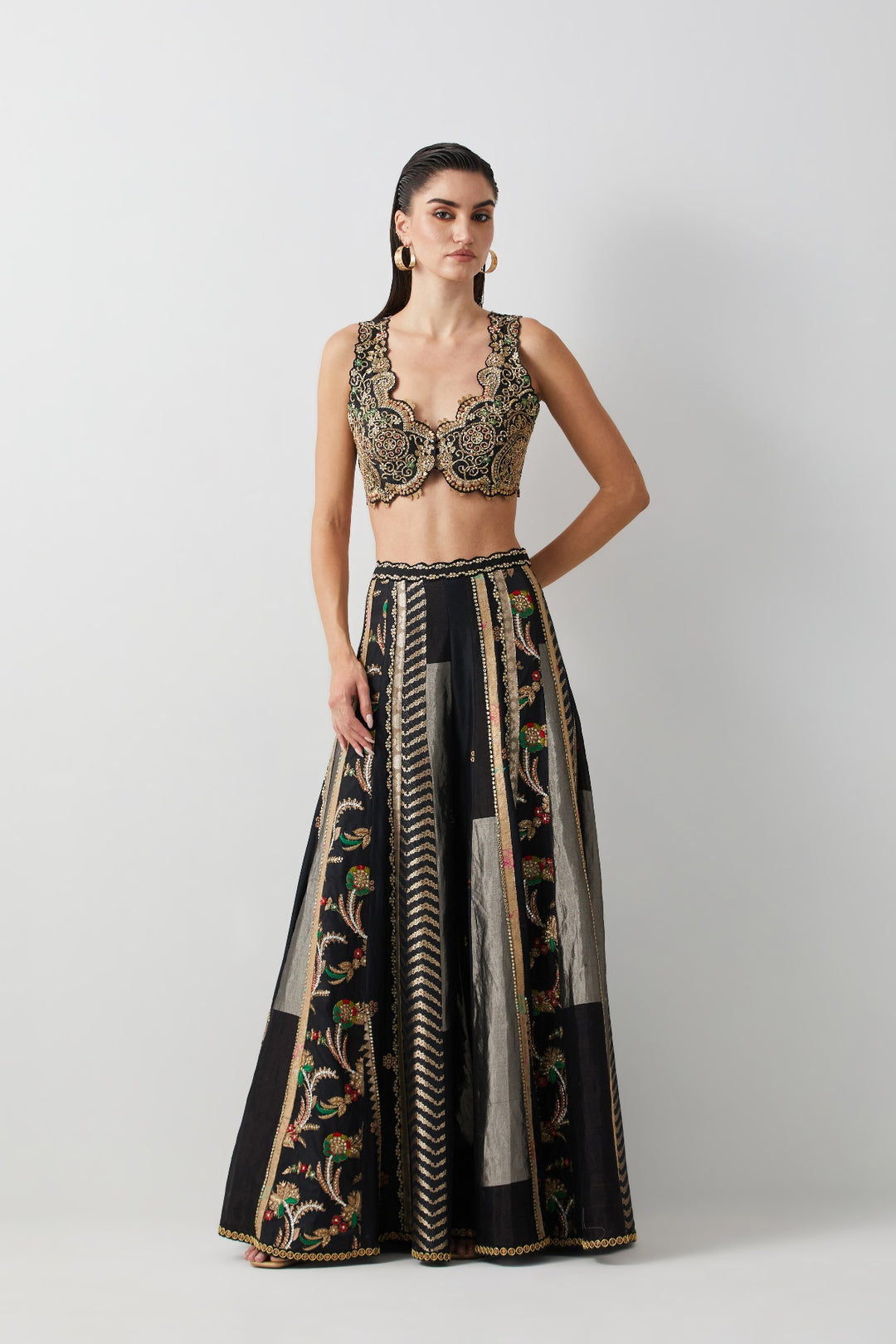 Black Silk &amp; Brocade Cape Set