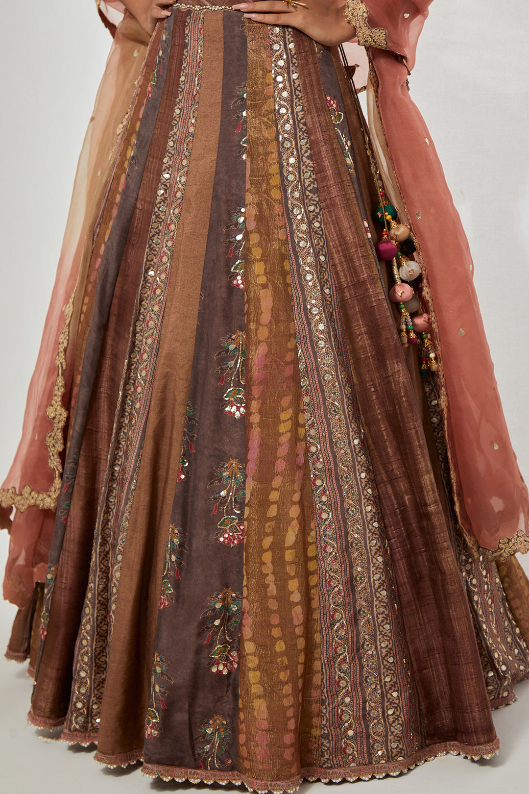 Amber Bloom - Multi-Panelled Embroidered Lehenga Set