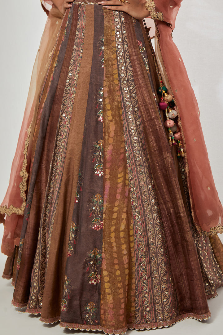 Amber Bloom - Multi-Panelled Embroidered Lehenga Set