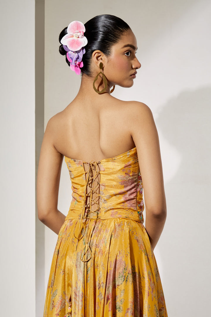 Sunlit Bloom Silk Corset Skirt Set | RTS