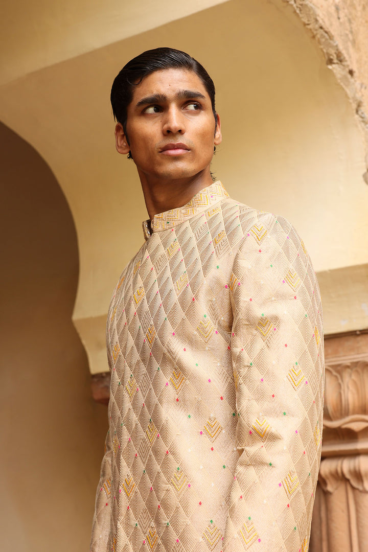 Ivory embroidered sherwani set