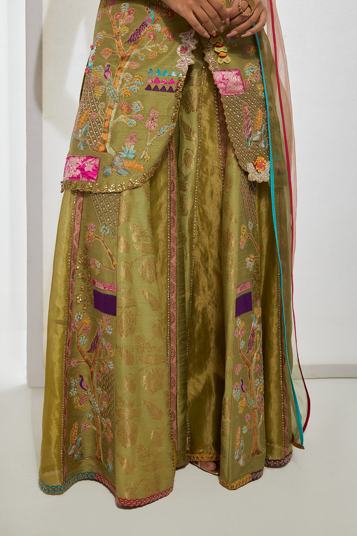 Sage Green Embroidered Sharara Set with Kurta &amp; Dupatta