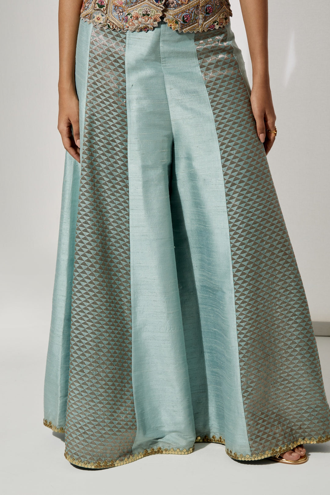 Powder Blue Embroidered Corset &amp; Sharara Set