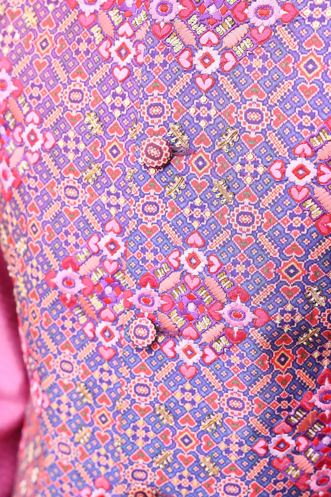 Pink Patola Silk Bundi Set