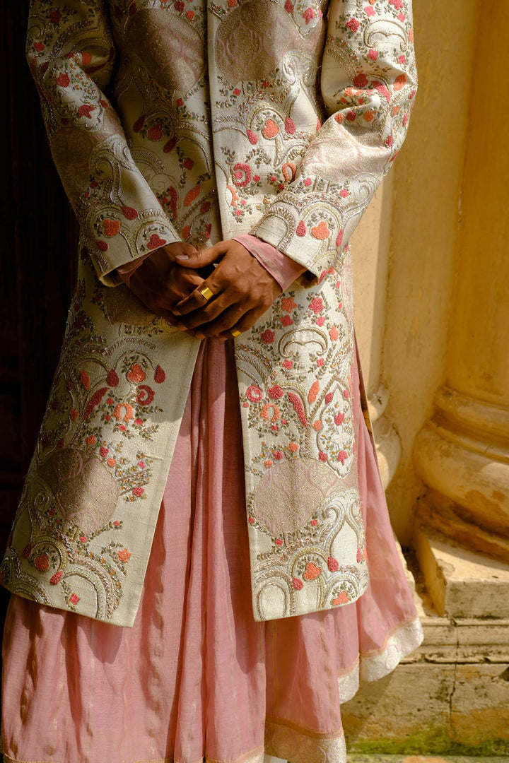 Ivory embroidered sherwani set