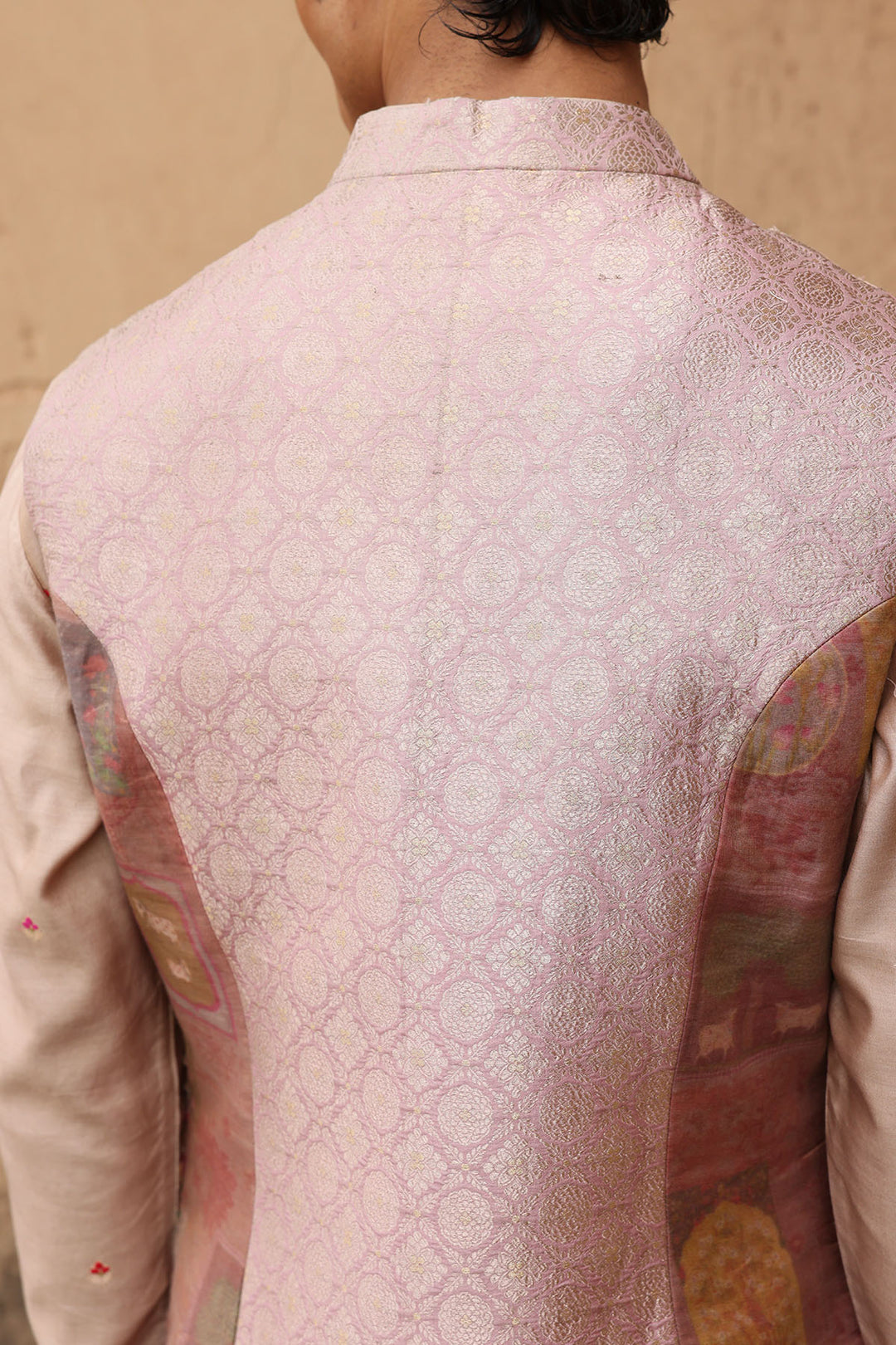 Pink Silk Textured Bundi Set