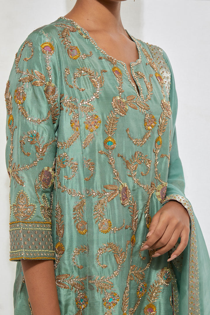 Rain Storm Embroidered Kurta Set with Dupatta
