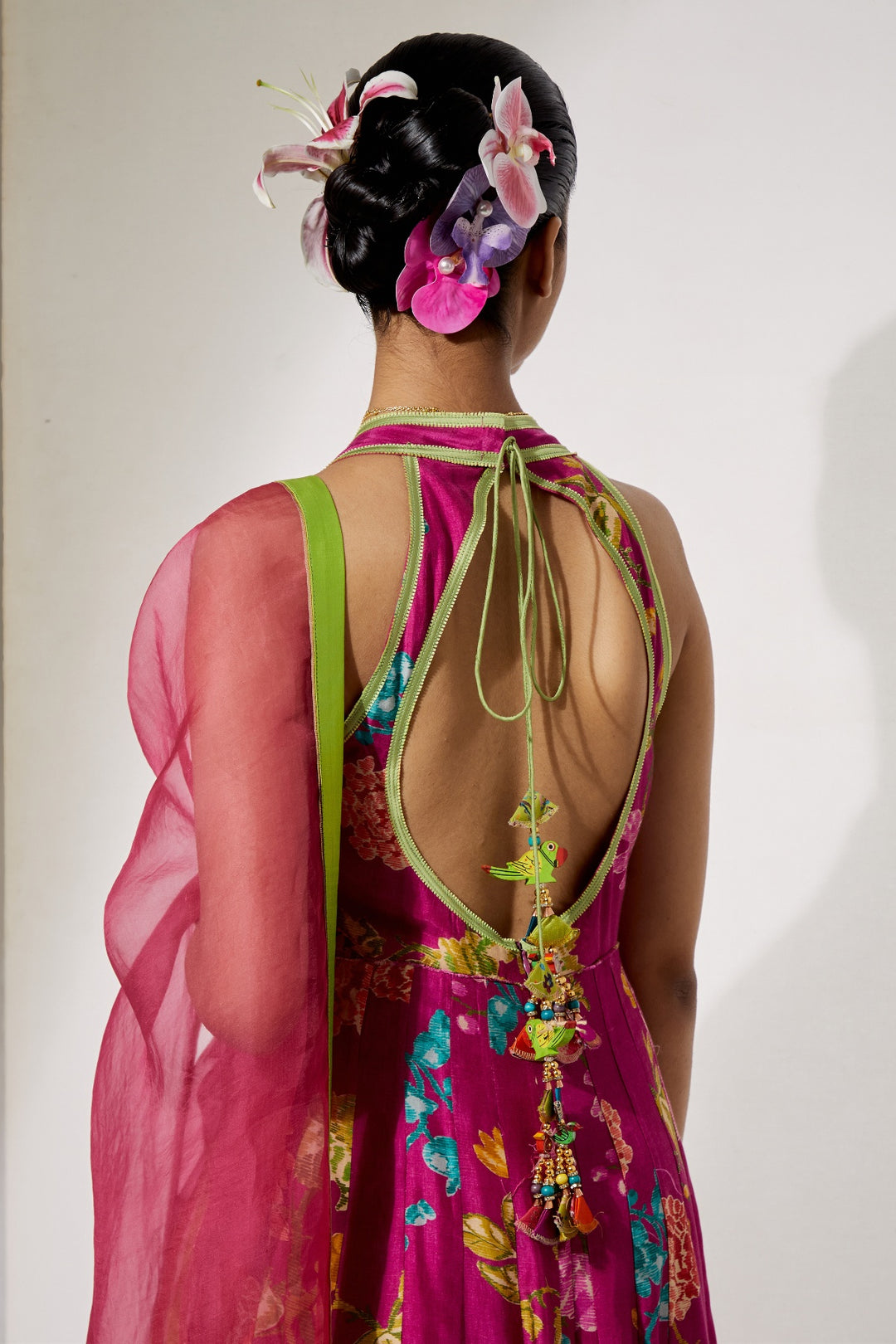 Fuchsia Bloom Silk Anarkali Set