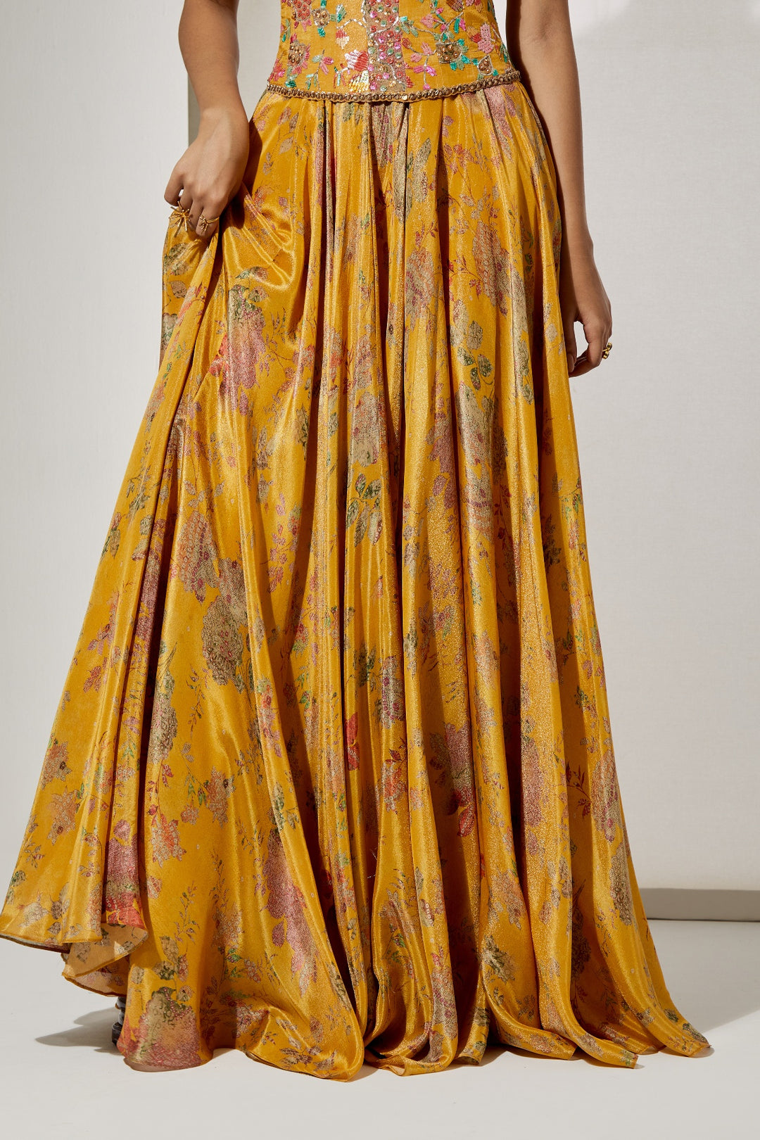 Sunlit Bloom Silk Corset Skirt Set | RTS