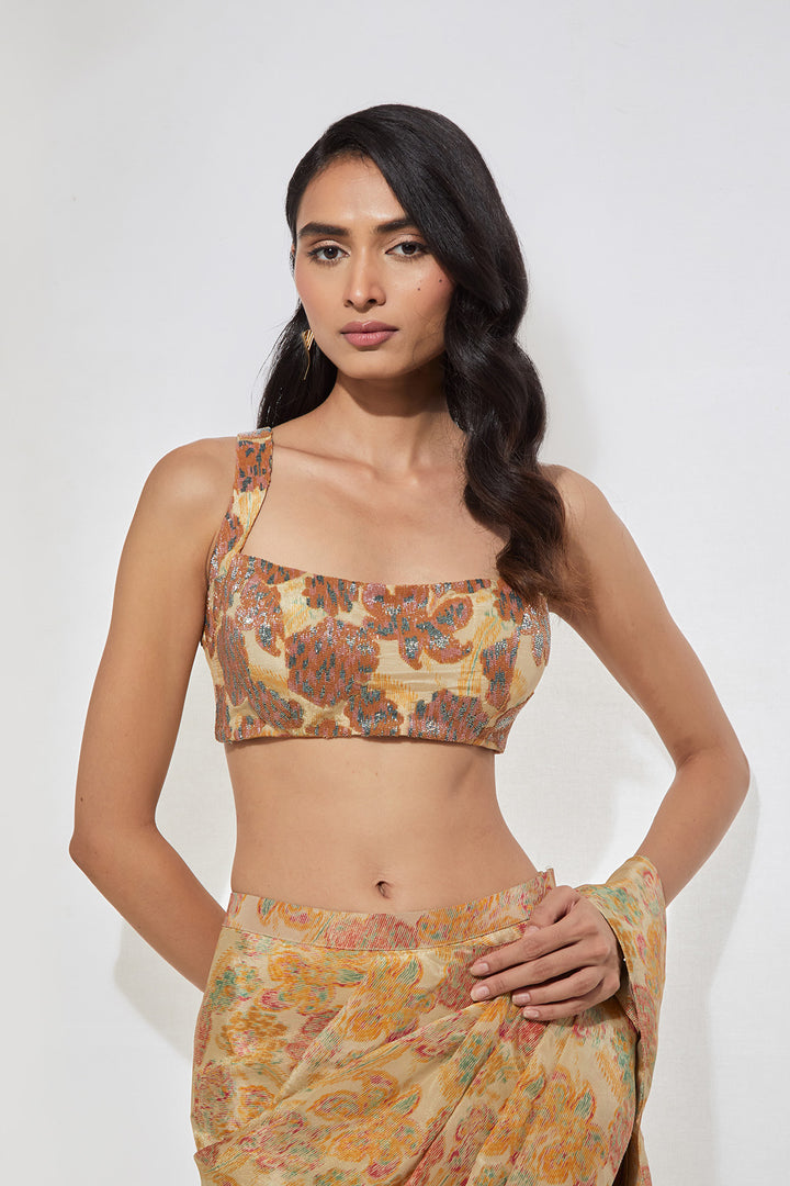 Golden Meadow Sequin Saree Set
