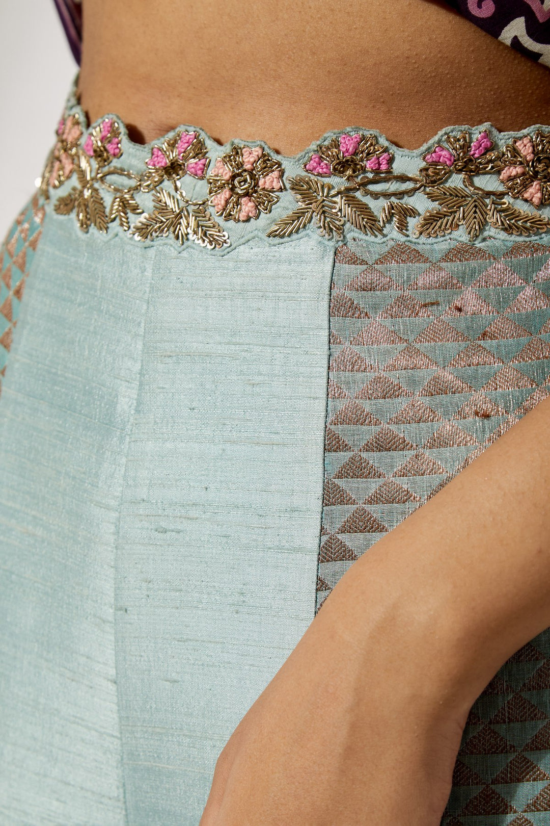 Powder Blue Embroidered Corset &amp; Sharara Set