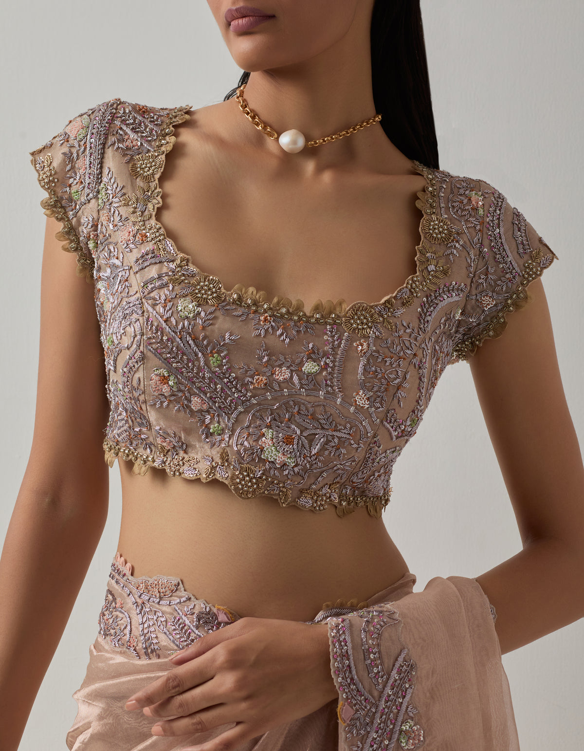 Blush Tissue Saree Set