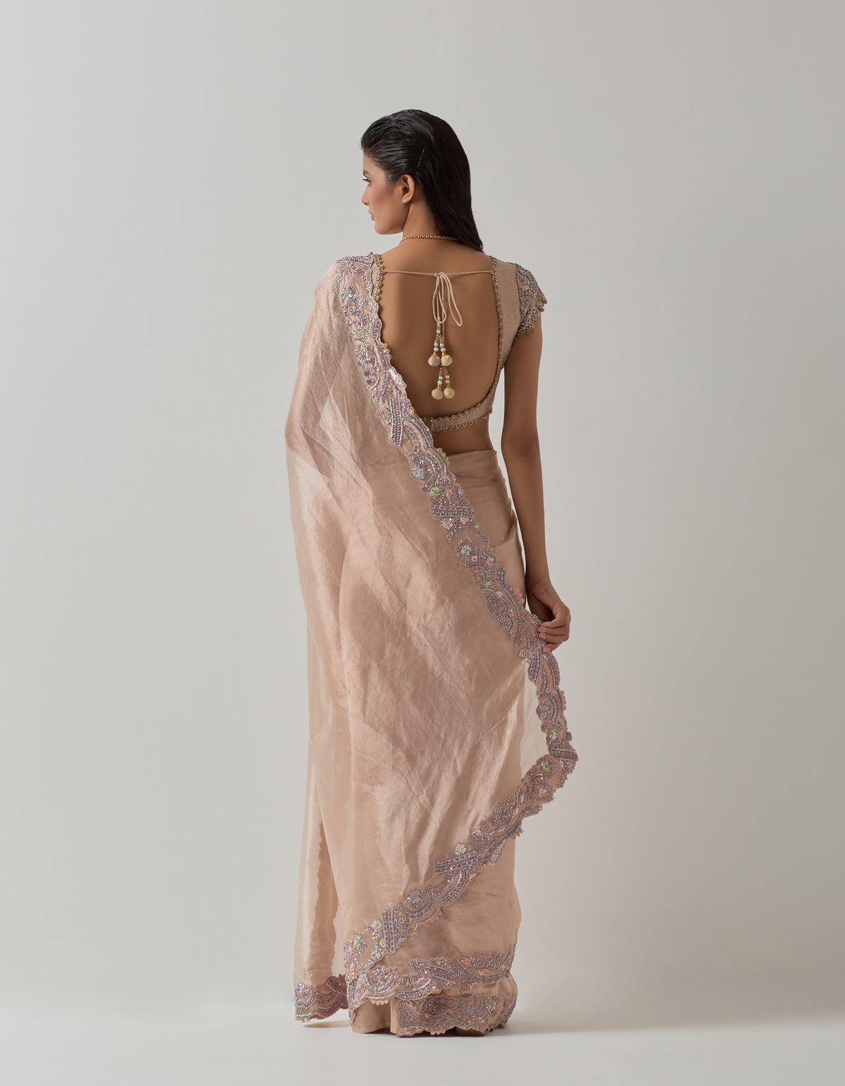 Blush Tissue Saree Set