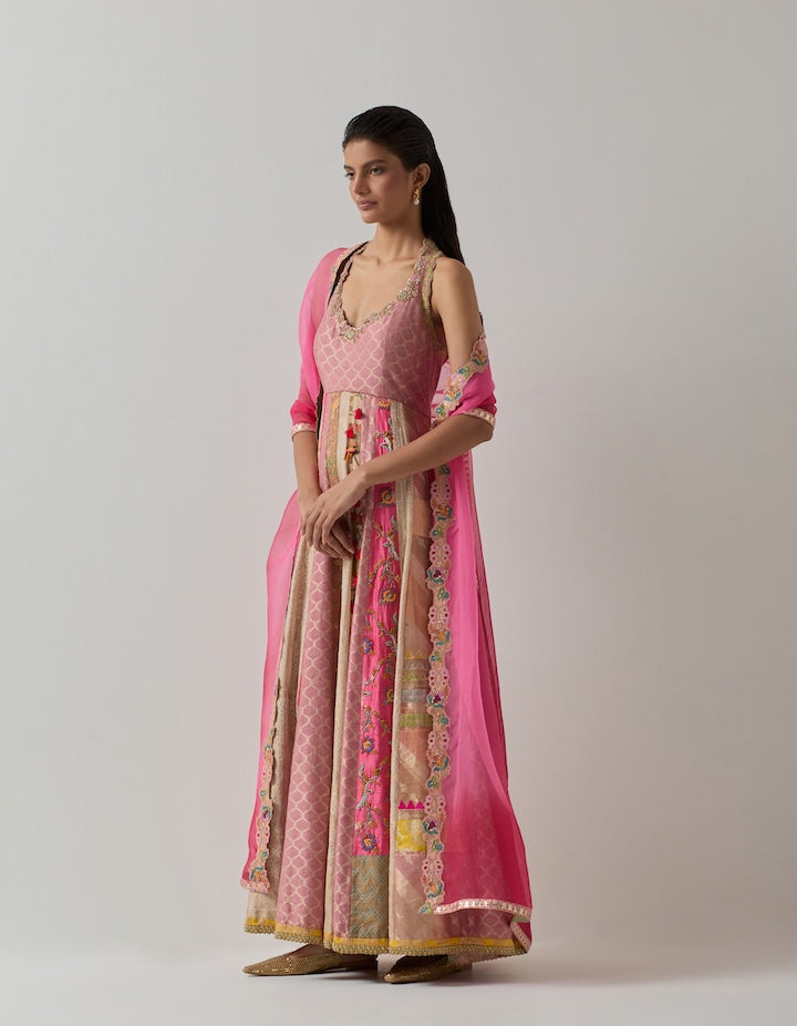 Pink Embellished Anarkali Set