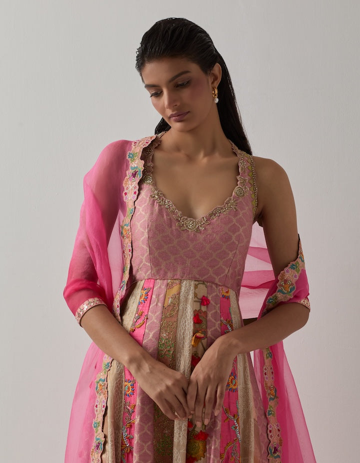 Pink Embellished Anarkali Set