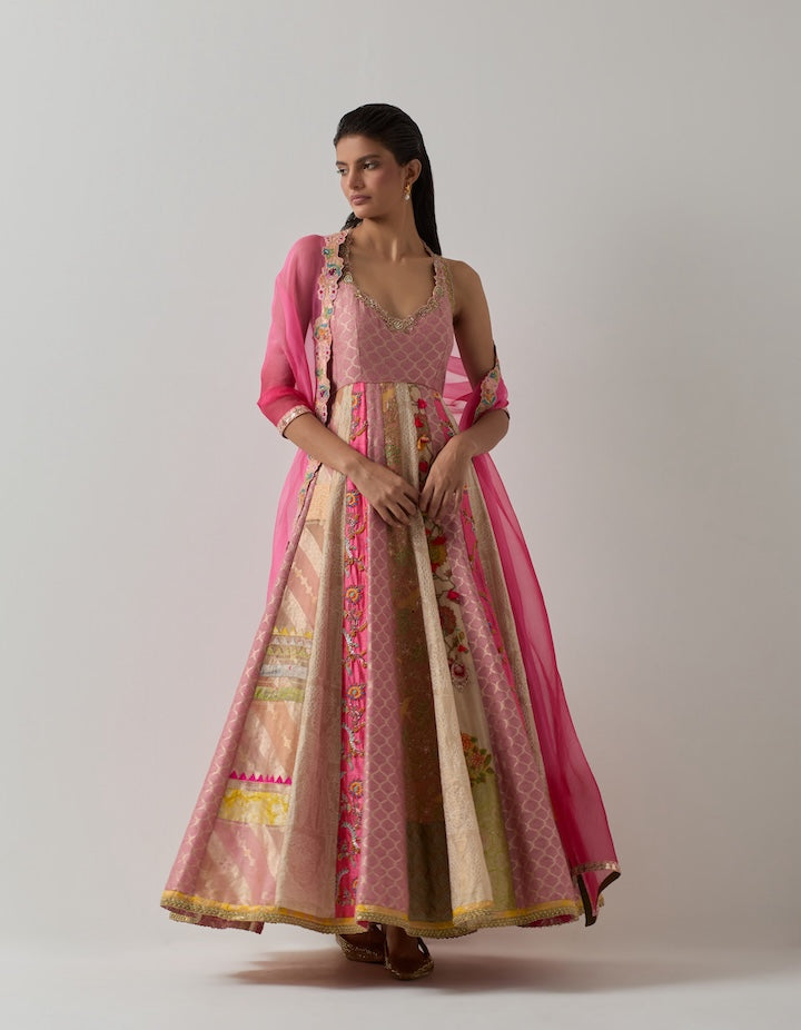 Pink Embellished Anarkali Set