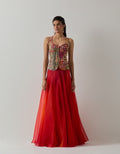 Multi Corset and Red Skirt Set
