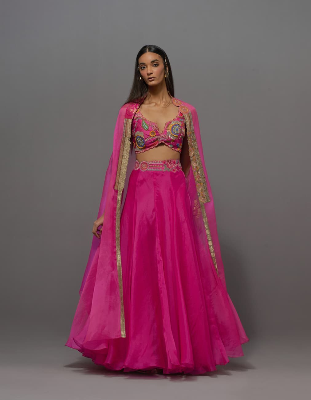 Fuchsia Cape and Skirt Set