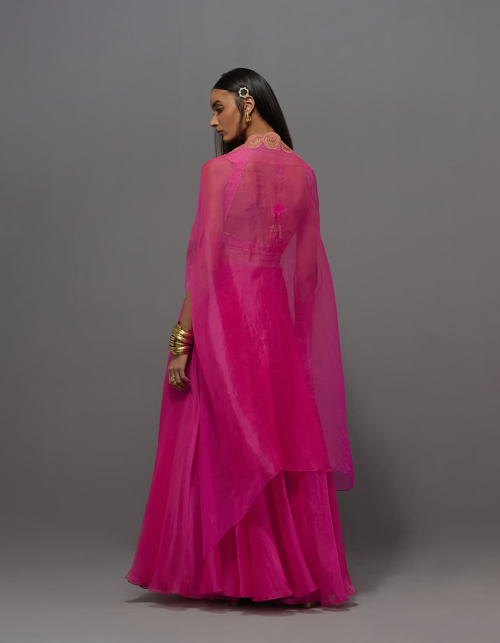 Fuchsia Cape and Skirt Set