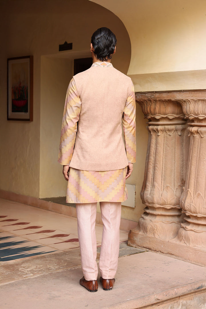 Pastel embroidered kurta set with jacket