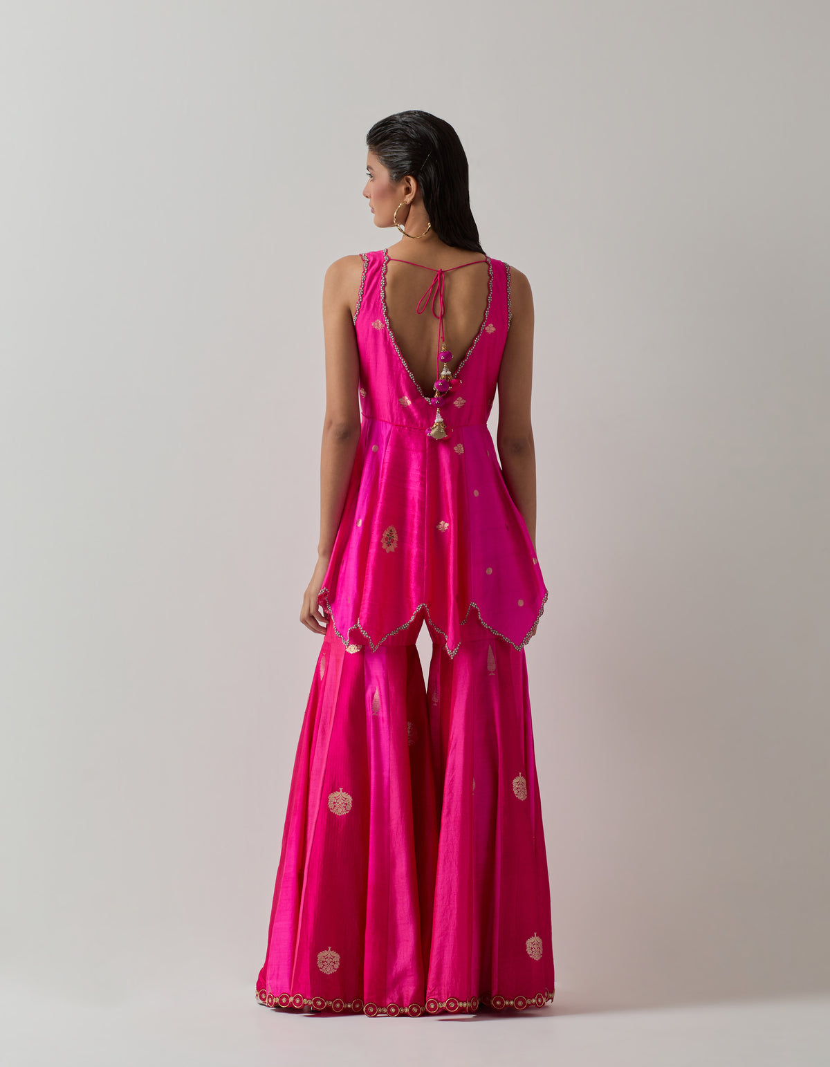 Fuchsia Peplum Sharara Set