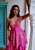 Fuchsia Peplum Sharara Set