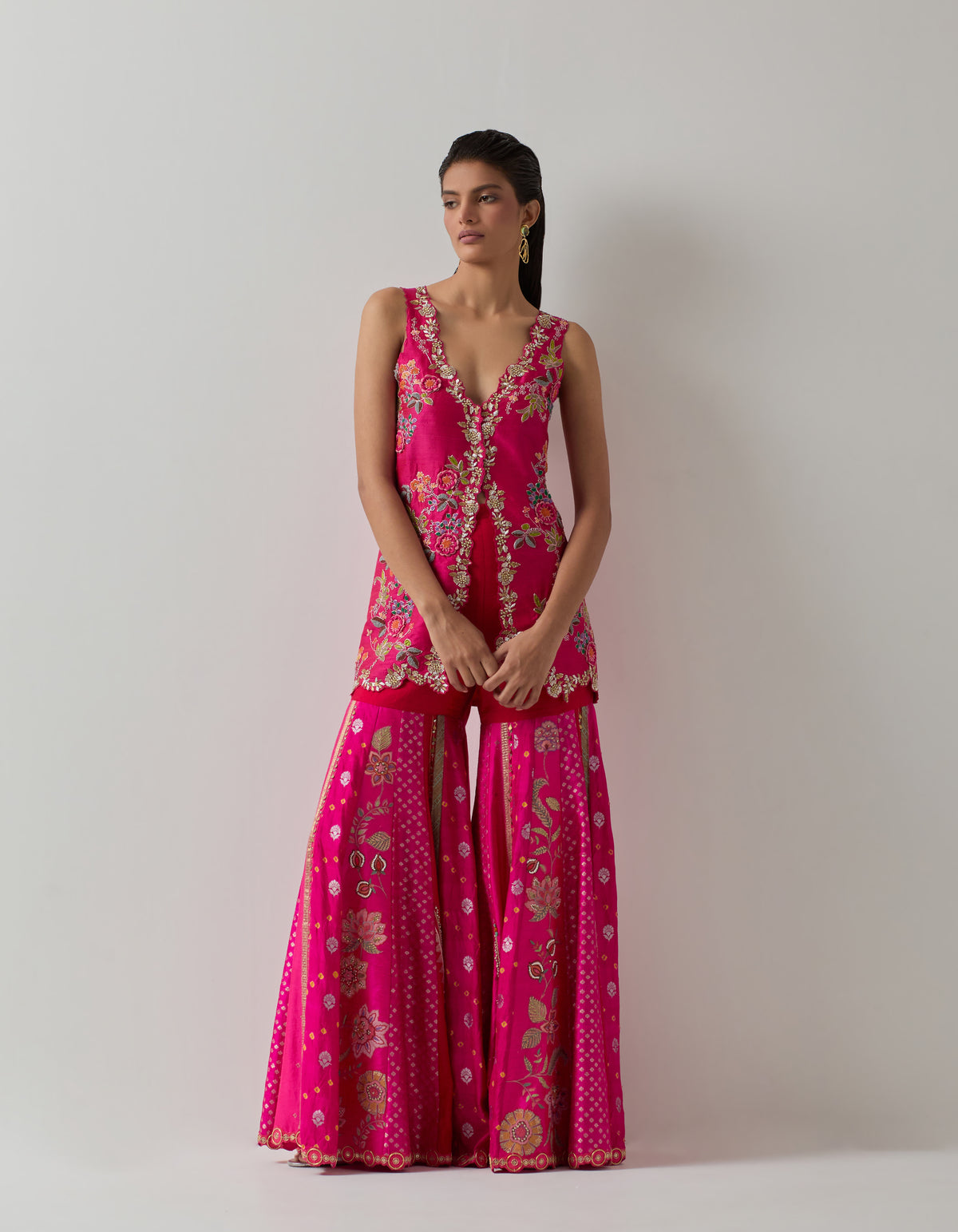 Fuchsia Floral Sharara Set