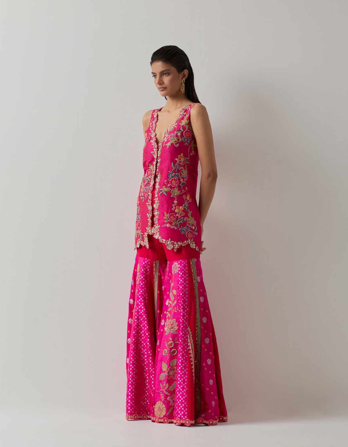 Fuchsia Floral Sharara Set