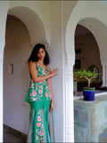 Green Peplum Sharara Set