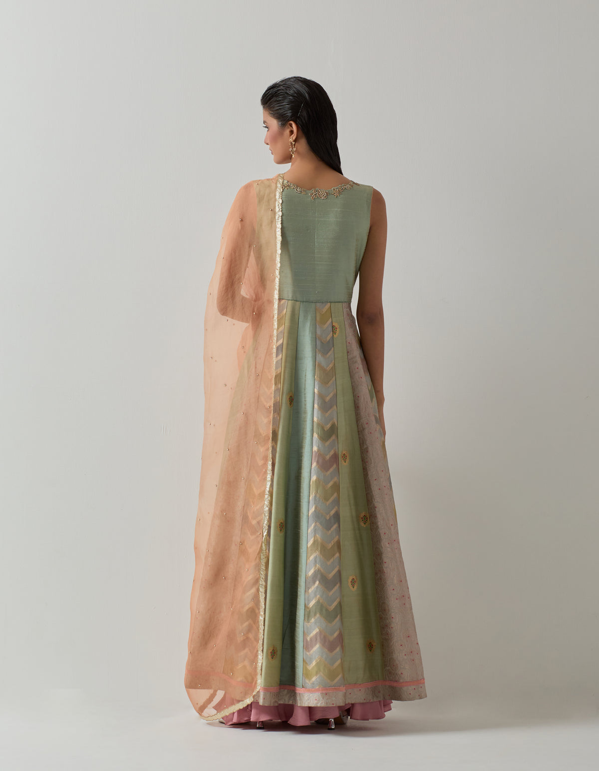 Aqua Jacket Anarkali Set