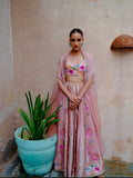 Peach Sequins Cape Sharara Set