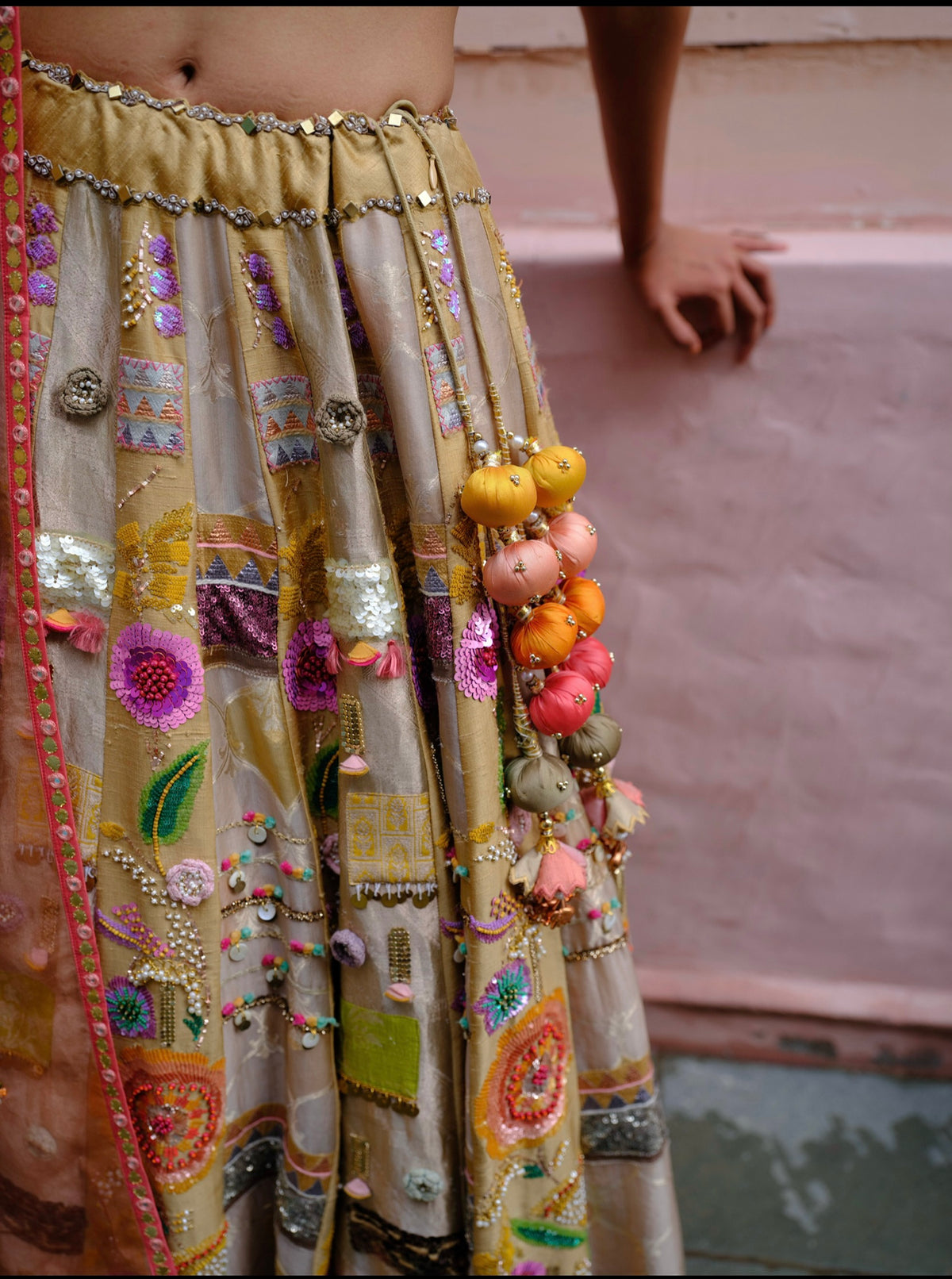 Gold Sequins Lehenga Set