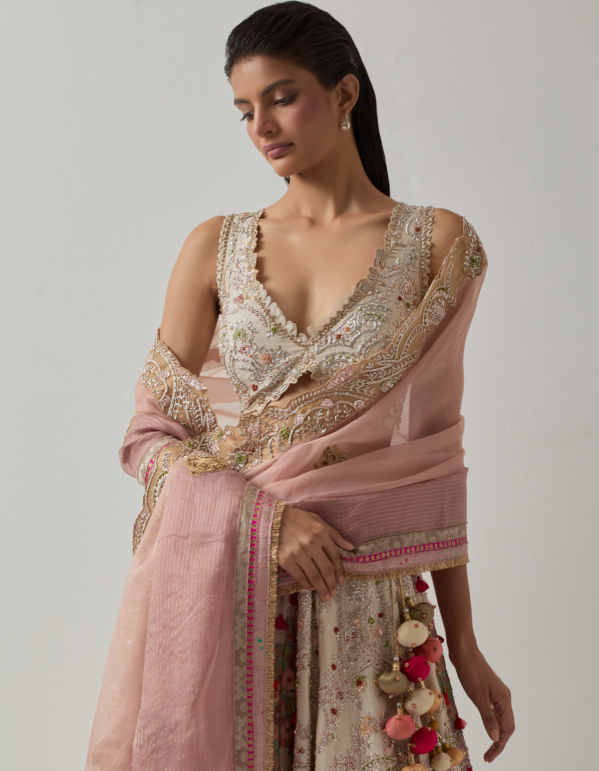 Ivory Zari Lehenga Set