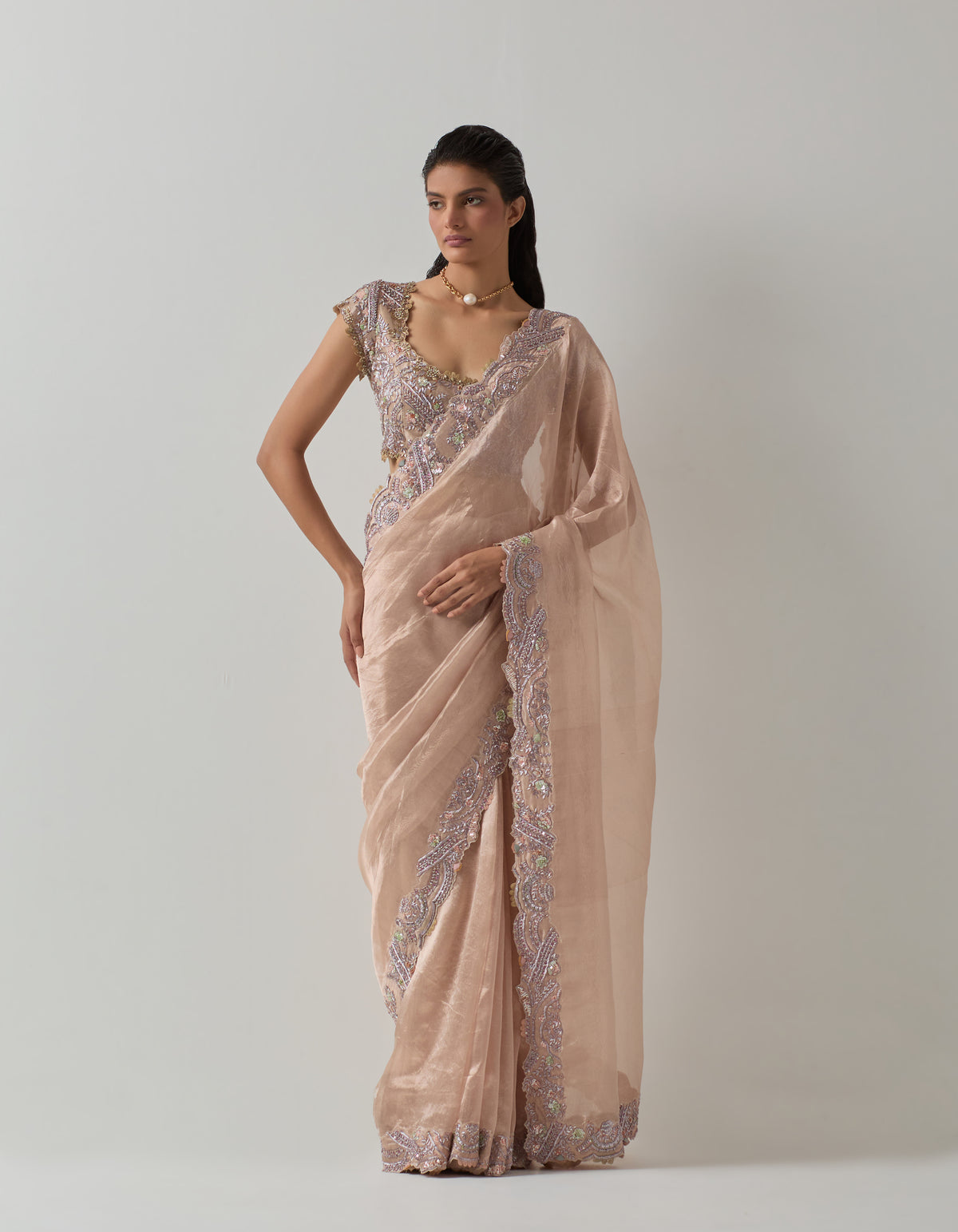 Blush Zari Saree Set