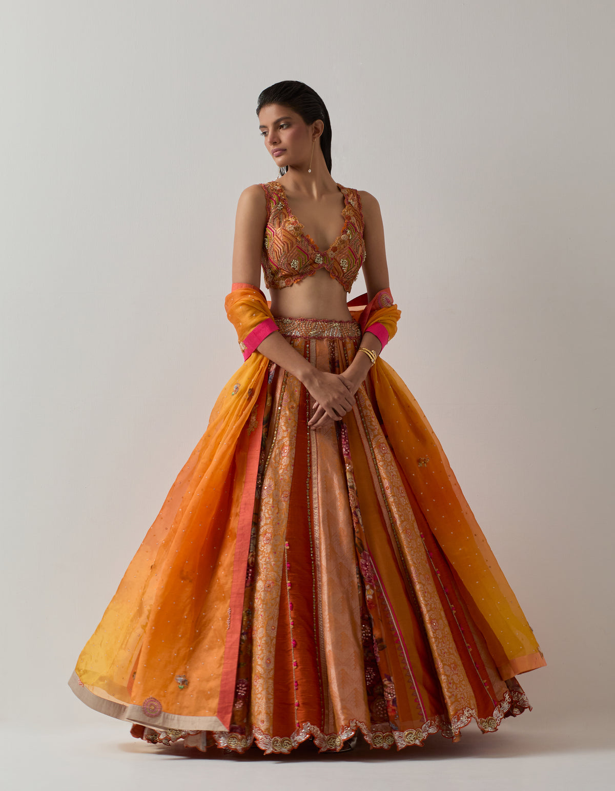 Burnt Orange Lehenga Set