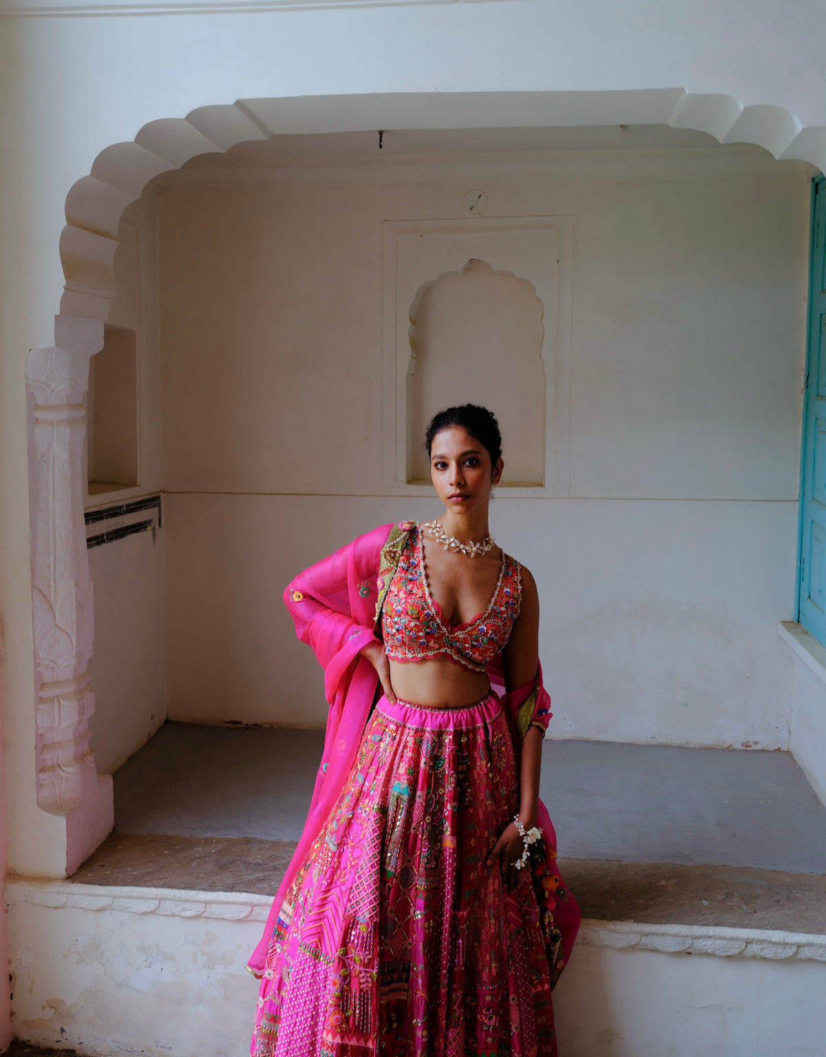 Fuchsia Embroidered Lehenga Set