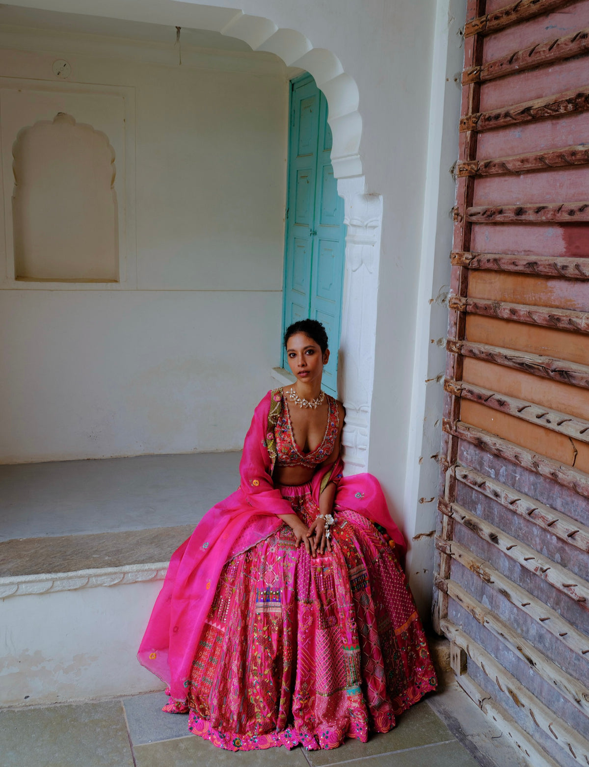 Fuchsia Embroidered Lehenga Set