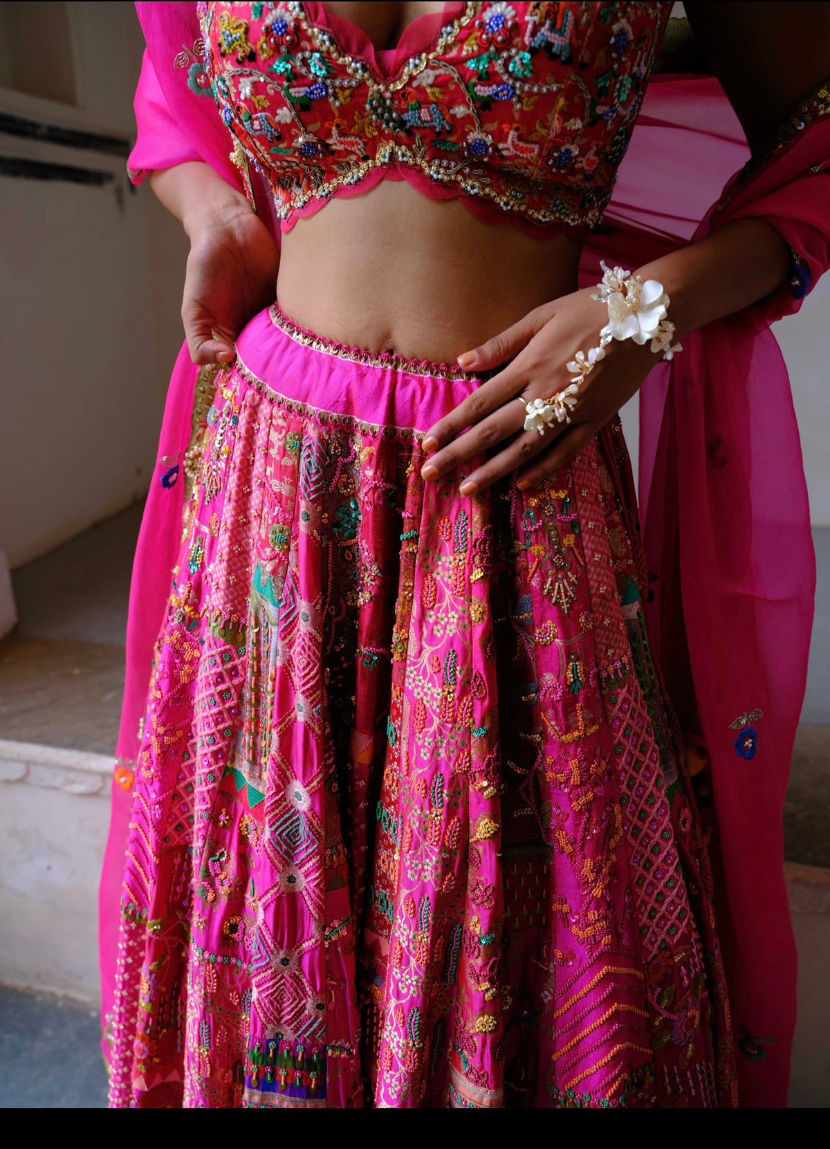 Fuchsia Embroidered Lehenga Set