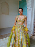 Green Floral Lehenga Set