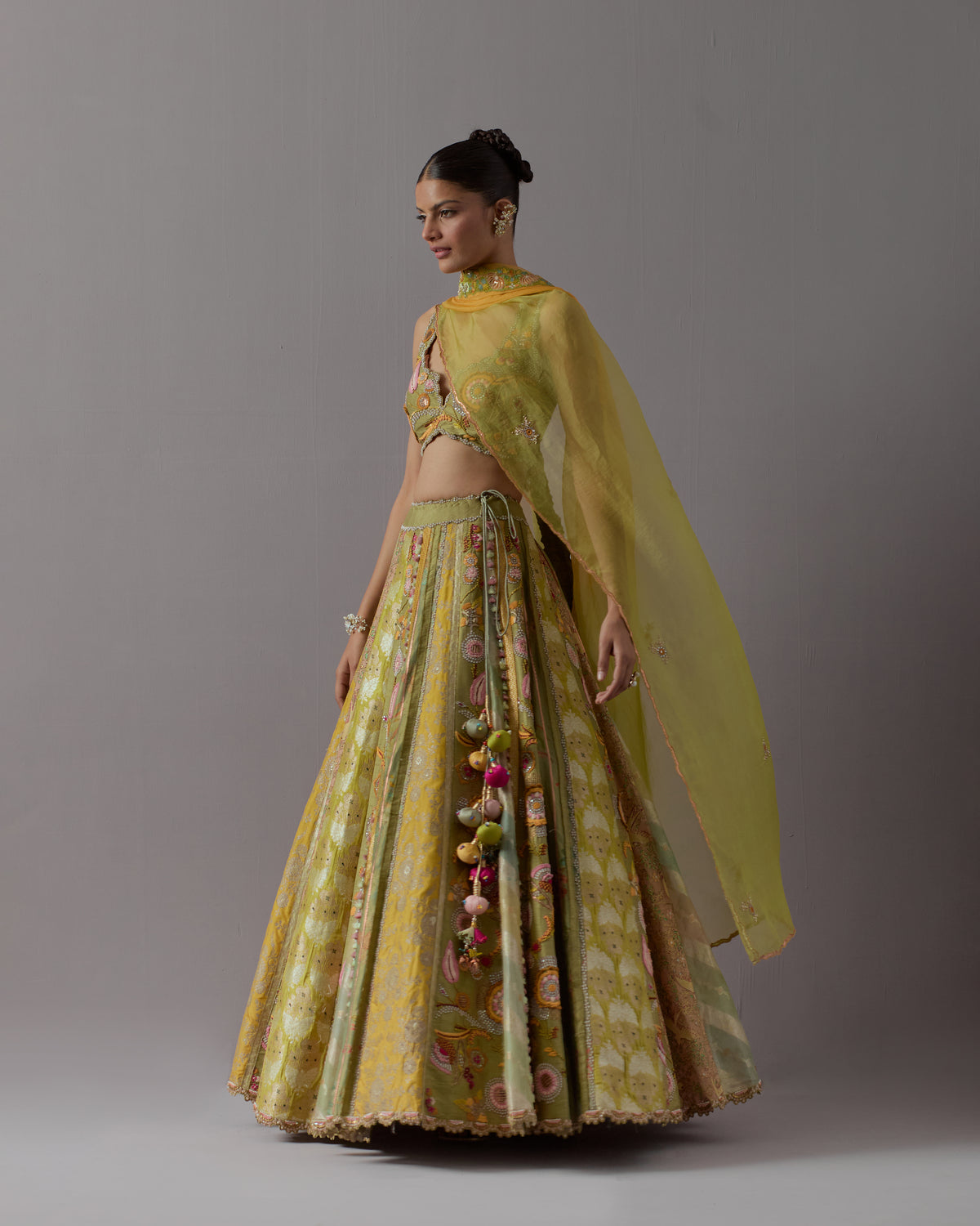 Green Floral Lehenga Set