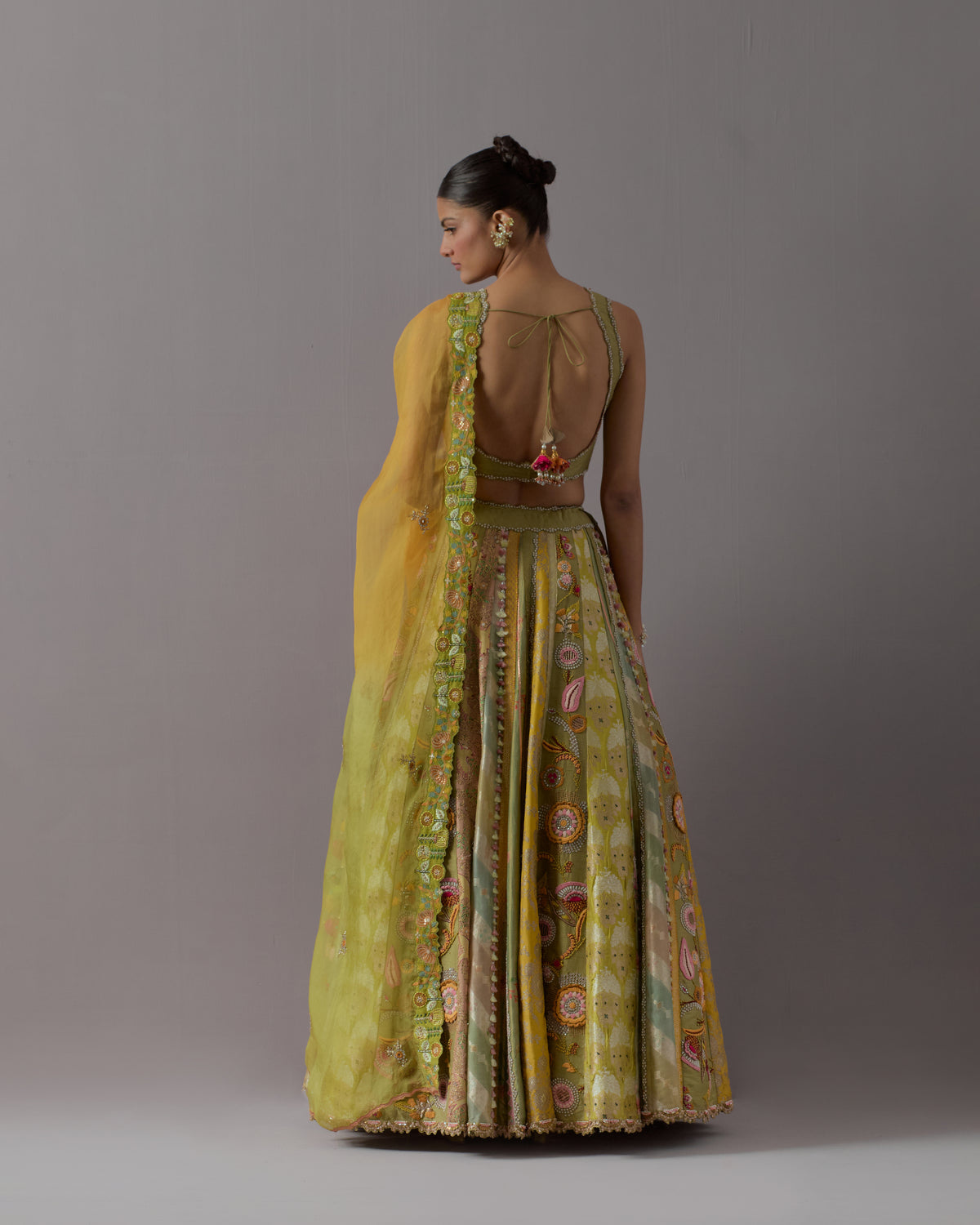 Green Floral Lehenga Set