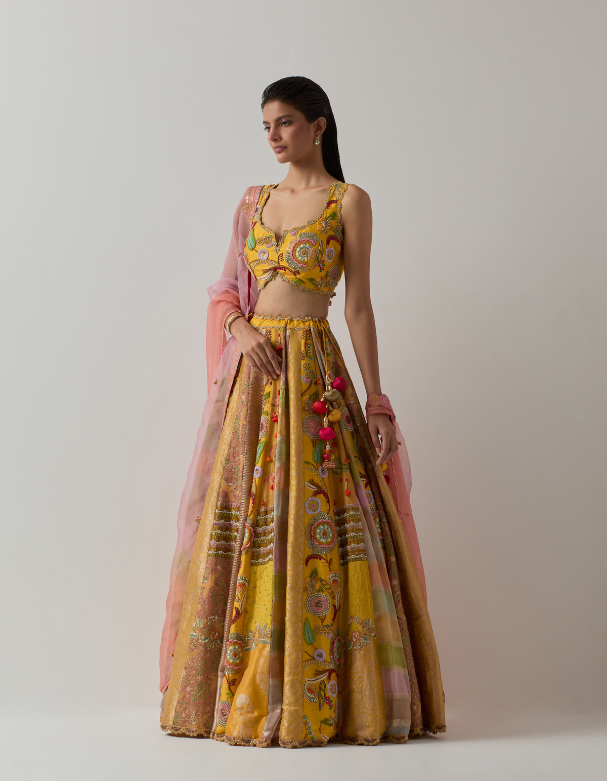 Yellow Floral Lehenga Set