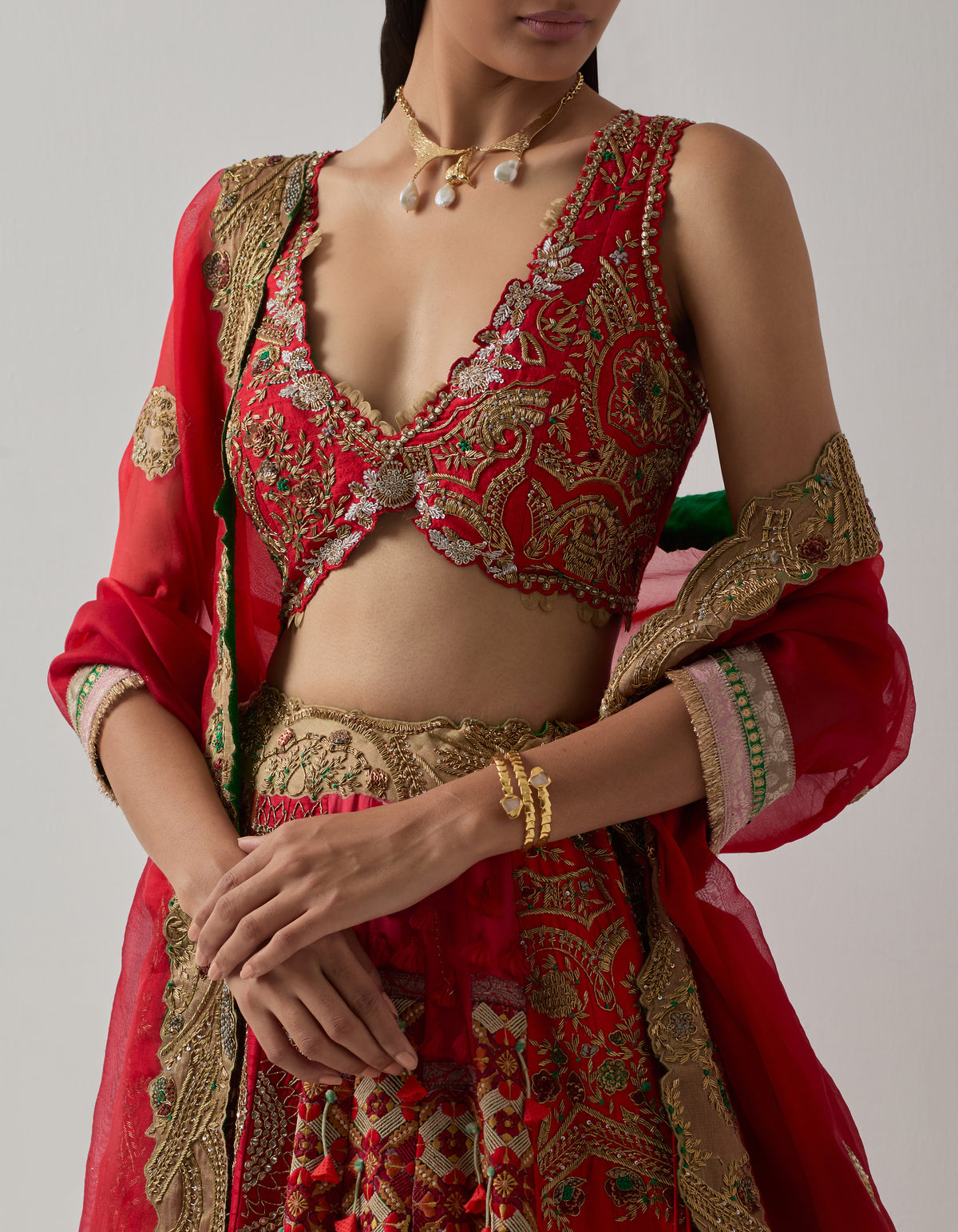 Red Zari Lehenga Set